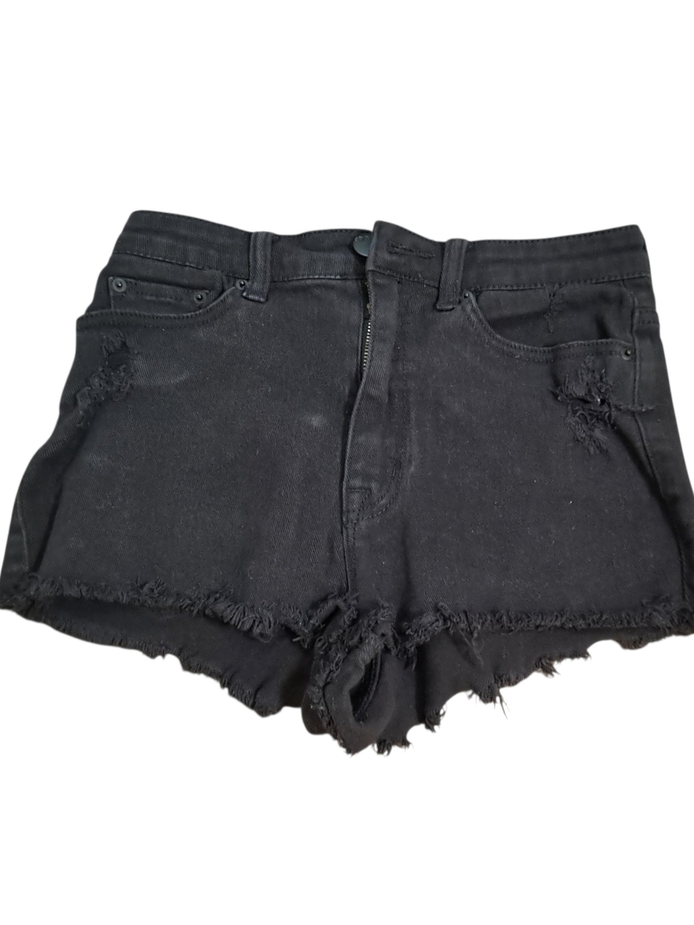 BDG Black High-Rise Frayed Hem Distressed Denim Shorts
